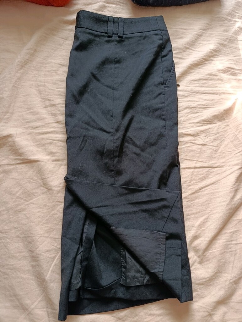 2 etek massimo dutti siyah ve lacivert çizgili kumaş etek - 4