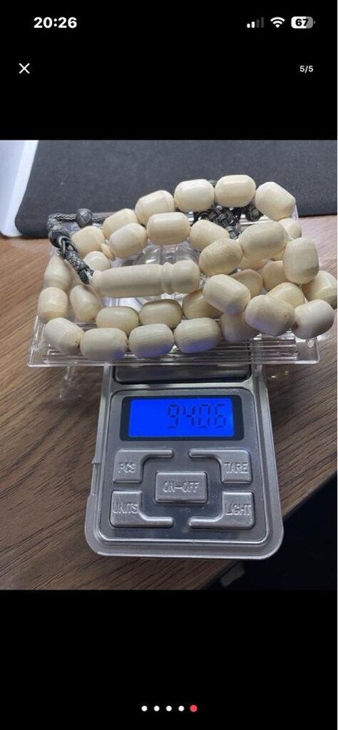 94 GRAM BÜYÜK BOY ORJİNAL FİL DİŞİ TESBİH GÜMÜŞ KAZAZ PÜSKÜLLÜ - 5