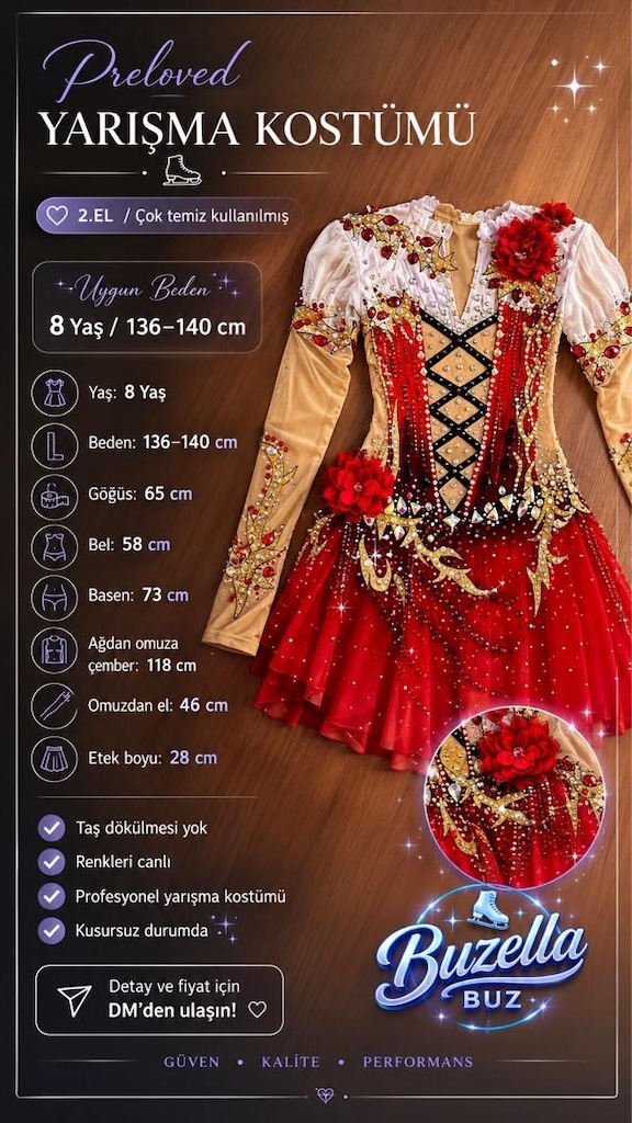 buz pateni yarışma kostümü 6-7 yaş