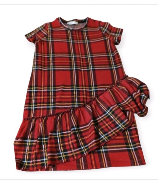 EKOSE KARELİ FIRFIRLI KIZ ÇOCUK ELBİSE 5 6 7 YAŞ hm koton zara civil