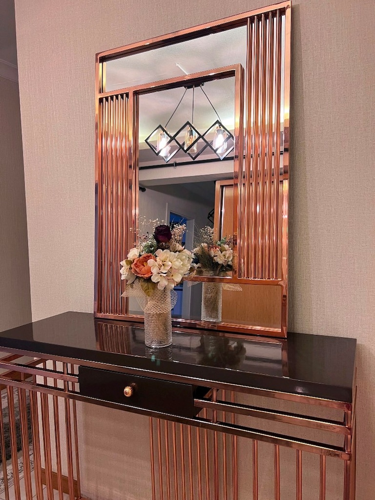 Rose Gold Aynalı Dresuar – Füme Cam Üst – Lüks Tasarım - 14