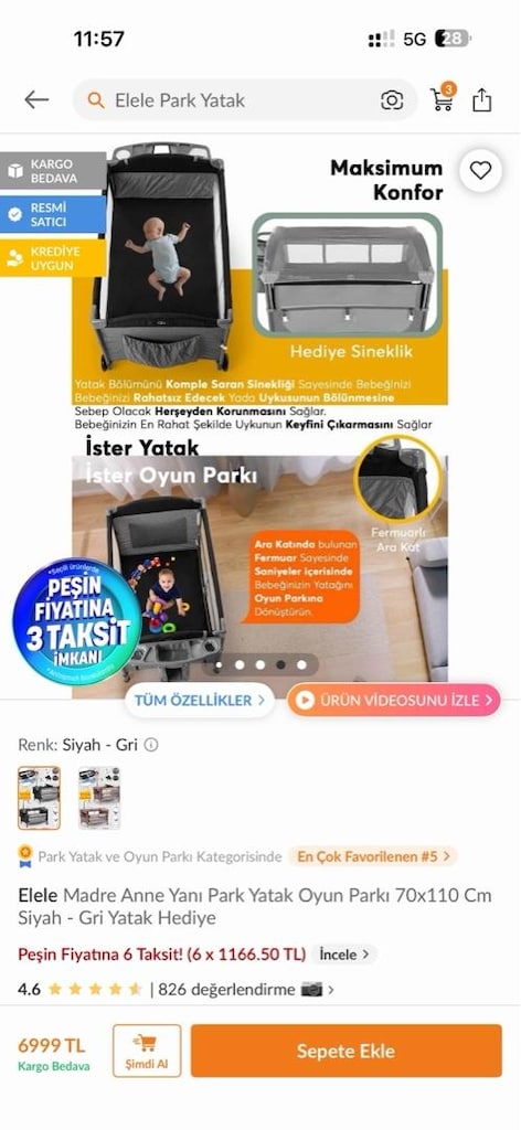 Elele Park yatak anne yanı beşik - 4