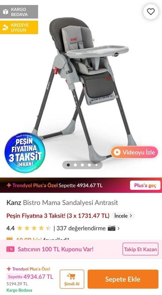 KANZ MARKA MAMA SANDALYESİ