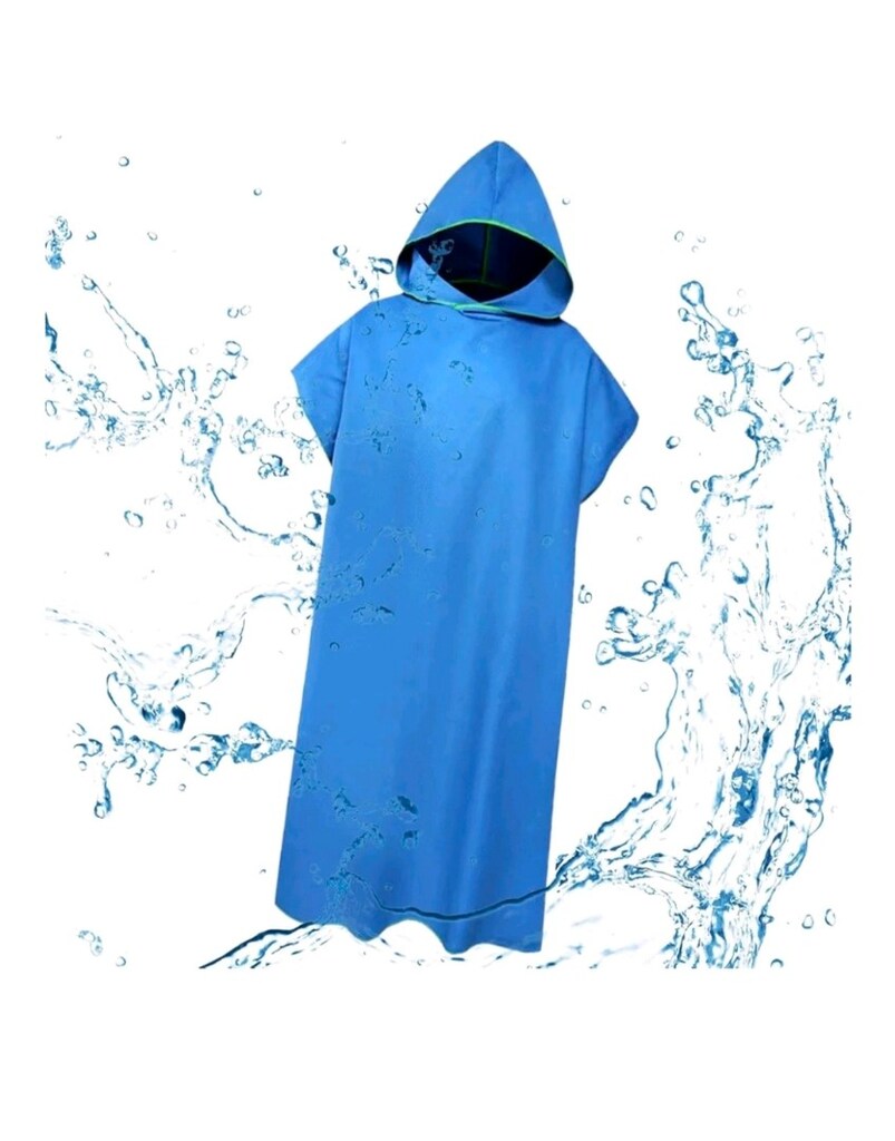 Unisex Mikrofiber Surf Panço Plaj Havlusu Kapüşonlu – Mavi – L Beden - 2