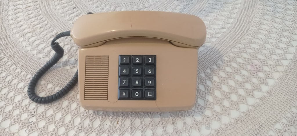 Vintage PTT Tuşlu Ev Telefonu Bej Renk Koleksiyonluk Retro Dekor - 6
