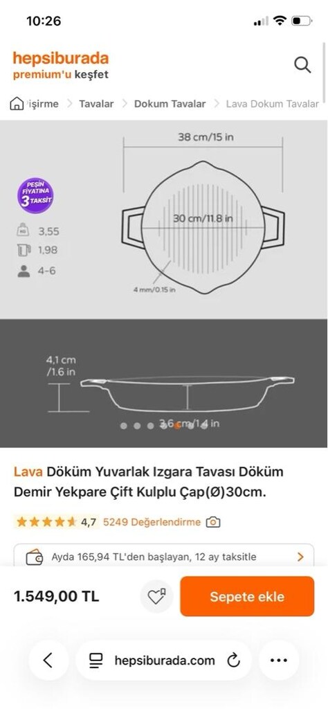 demir döküm tava (yeni) LAVA - 5