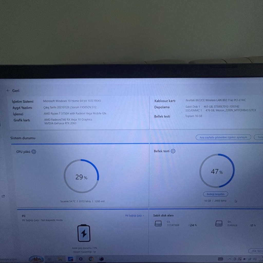 ASUS TUF RYZEN 7 3750H-RTX2060-16GB TAKAS OLUR - 8