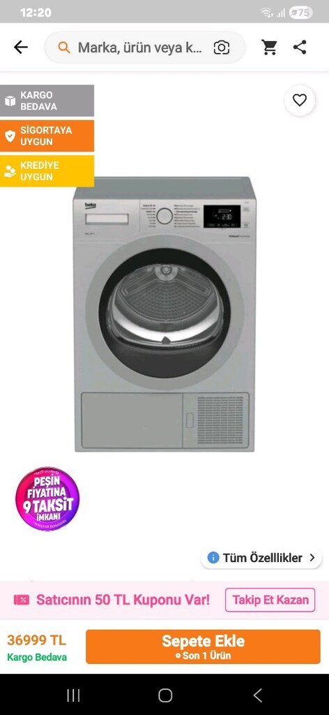 Beko D 81 HPS A++ 8 Kg Garantili TERTEMİZ SORUNSUZ CİHAZ SIFIR AYARIDA - 15