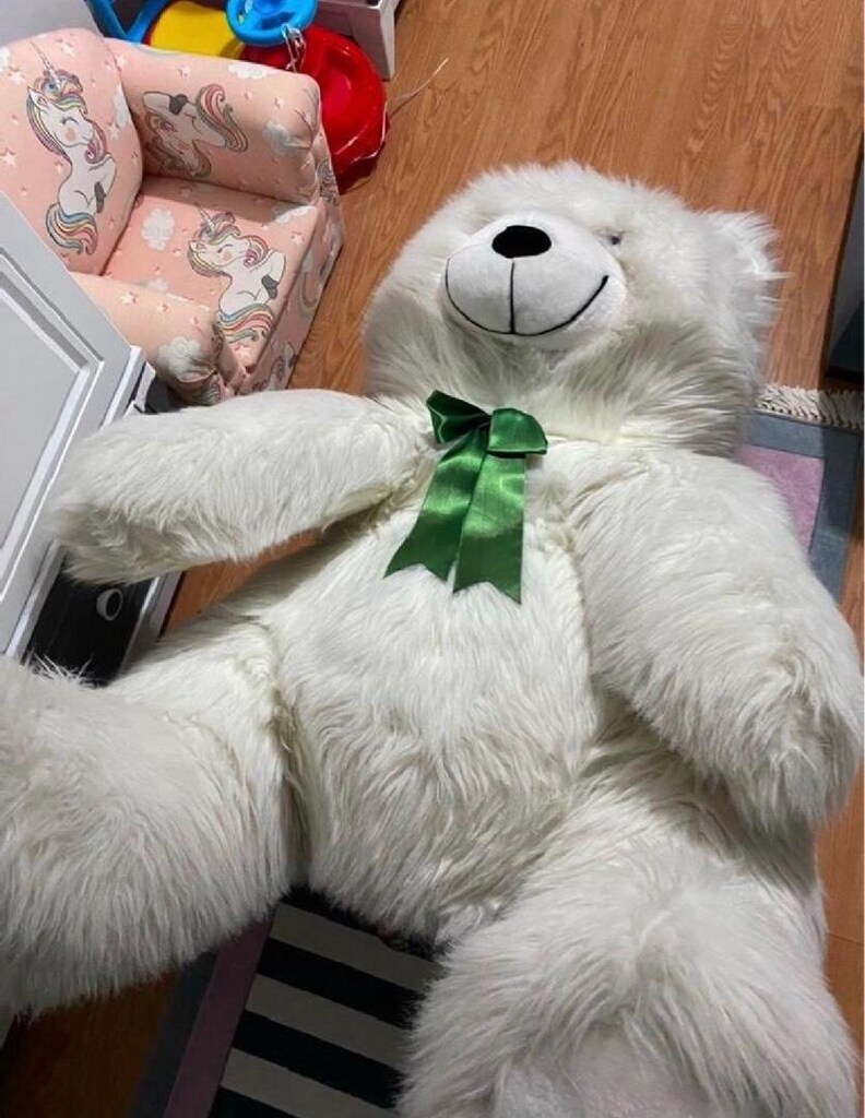 90 cm beyaz tüylü ayı - 3