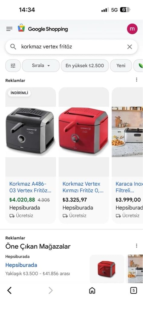 Kormaz vertex fritöz.temiz sorunsuz sıfır fiyatı 3500-4000 arası - 5