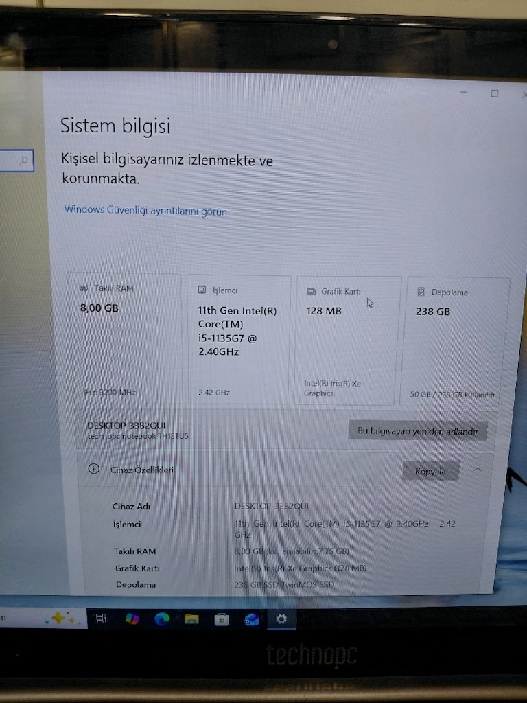 TECHNOPC İ5 11. NESİL TERTEMİZ LAPTOP! - 8