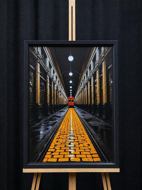Kırmızı Vagon Modern Camlı Çerçeveli Tablo 48×67 cm