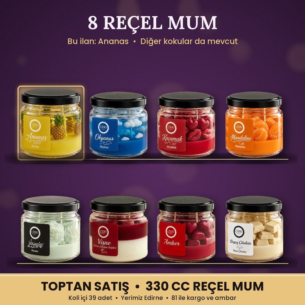 ÇİDO MİRİS ANANAS KOKULU KAVANOZ MUM 330CC | TOPTAN SATIŞ - 3