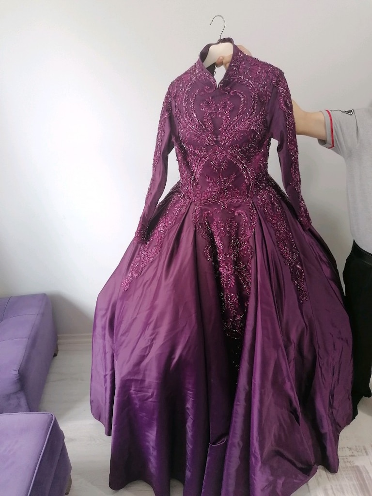 Nişanlık mor 38 beden prenses model - 10