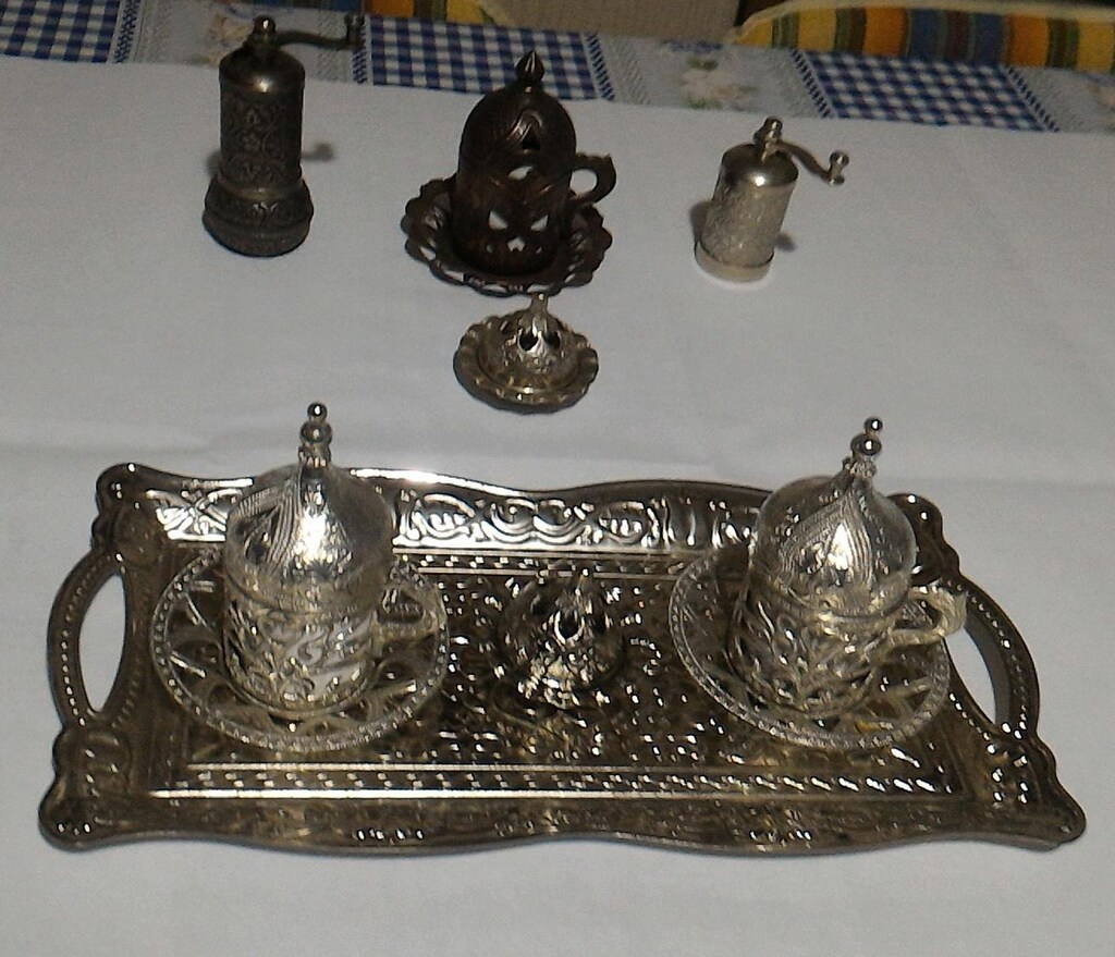 Metal Zamak Kahve Değirmen, Fincan ve Aksesuarları Takımı - 2