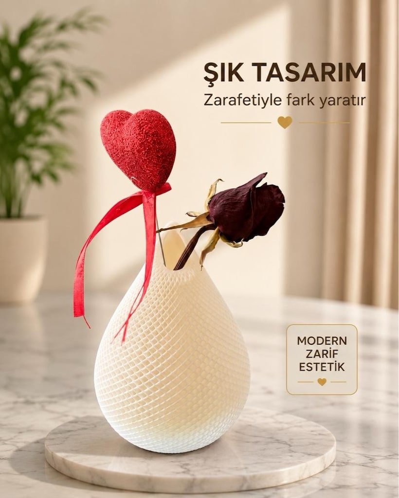 Premium Modern Dekoratif Vazo – 3D Baskı Tasarım