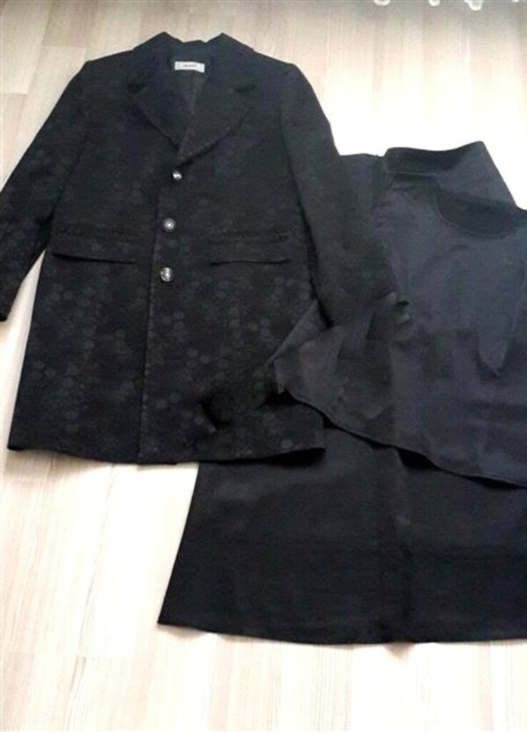 44 SİYAH 3lü UZUN BLAZER CEKET ETEK BLUZ TAKIM ELBİSE abiye döpiyes