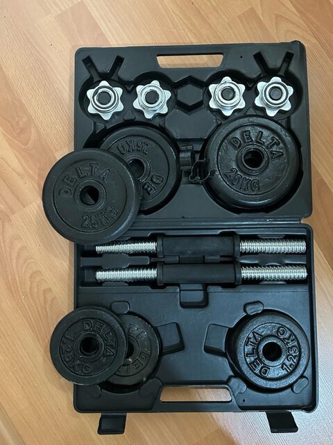 Dambıl delta gri döküm plaka 15 kg ağırlık özel çantalı set