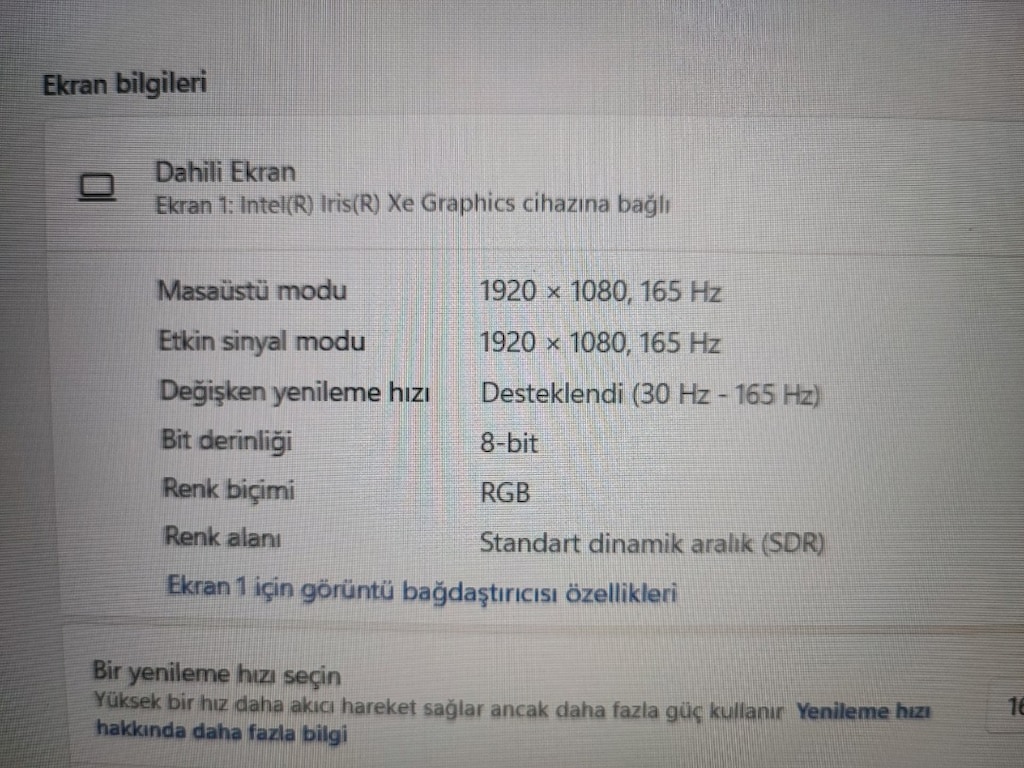 165 HZ EKRANLI LENOVO GAMING INTEL I7 11370H NVIDIA RTX3050TI LAPTOP - 8