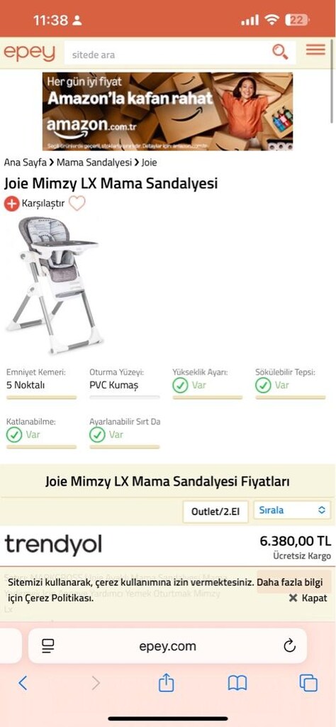 joie mimzy lx mama sandalyesi - 5