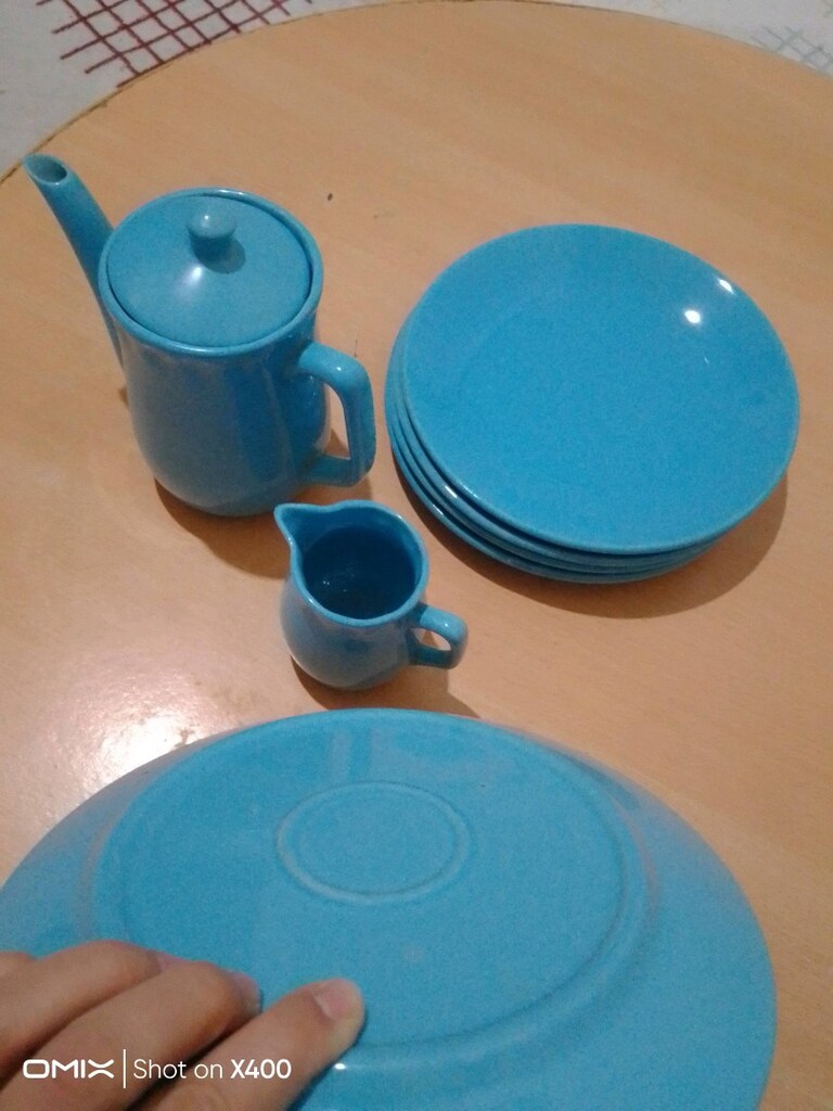 porselen çaydanlık ikramlık ve 5 servis tabakları set - 4