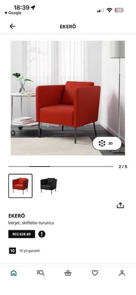IKEA EKERÖ BERJER TEKLİ KOLTUK (Skiftebo Turuncu) - 2