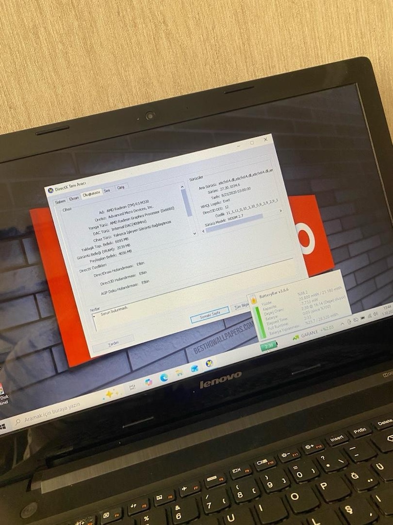 LENOVO-SIFIR AYARINDA-8GB RAM-256GB SSD-2GB R5 M330-BATARYALI-LAPTOP - 5
