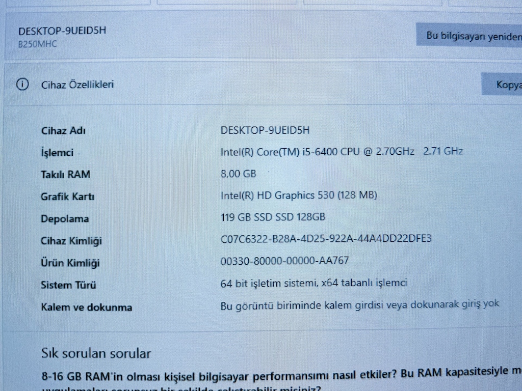 Full Set Fırsat! i5 6.Nesil + SSD + 22" Monitör | Hazır Sistem - 6