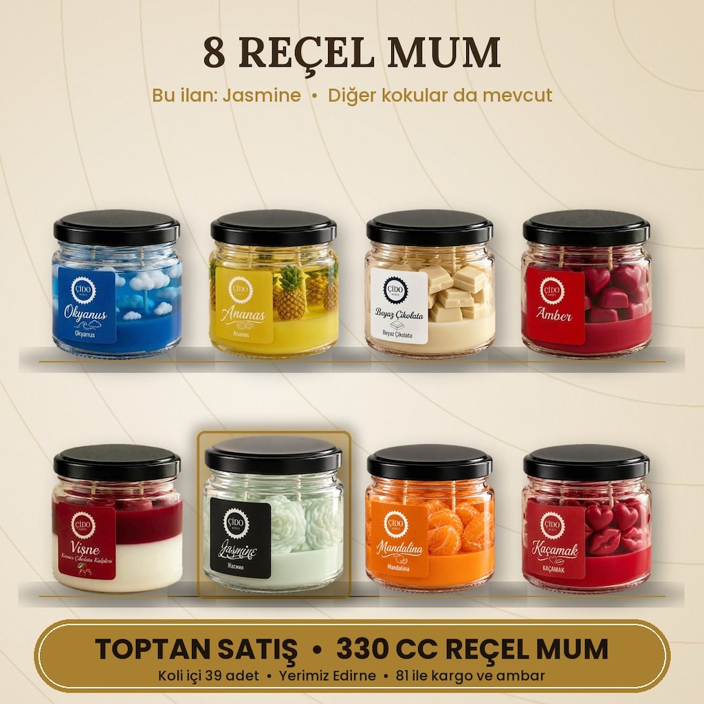 ÇİDO MİRİS REÇEL KAVANOZ MUM JASMINE 330 CC 8 ÇEŞİT - 3