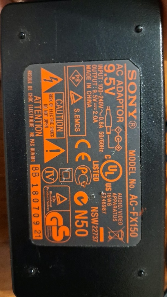 SONY AC-FX150 ac 9.5 v 2a adaptor - 2