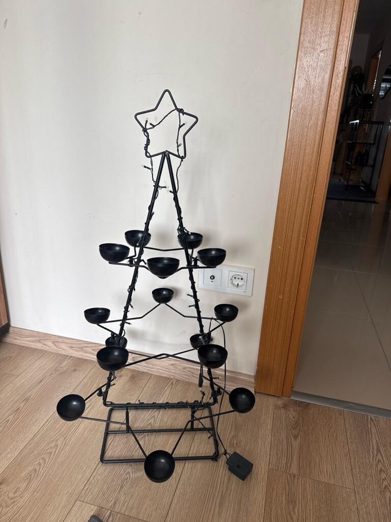 yilbasi agaci seklinde metal isikli mumluk - 3
