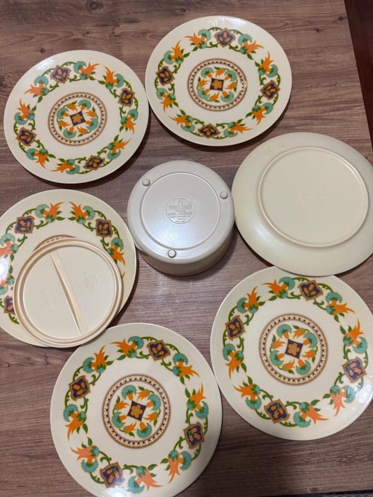 Nostaljik Noramin Norm Melamin Tabak Takımı ve Kapaklı Kase Tereyağlık - 7