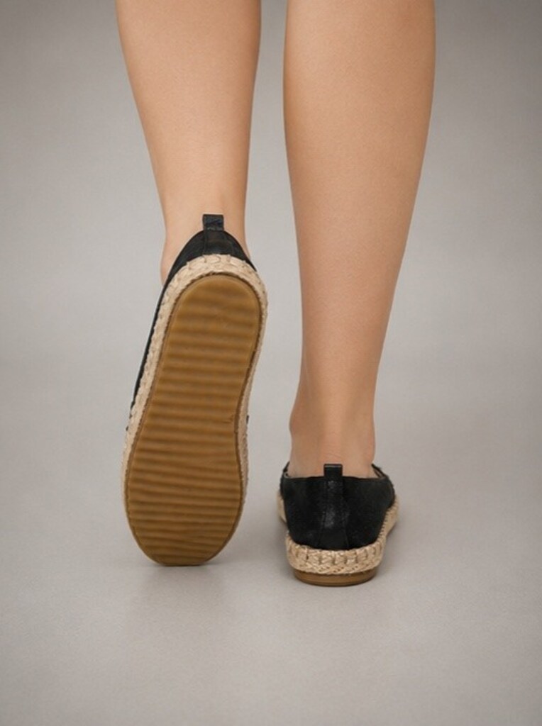 Bambi Siyah Taşlı ve Simli Espadril - 3