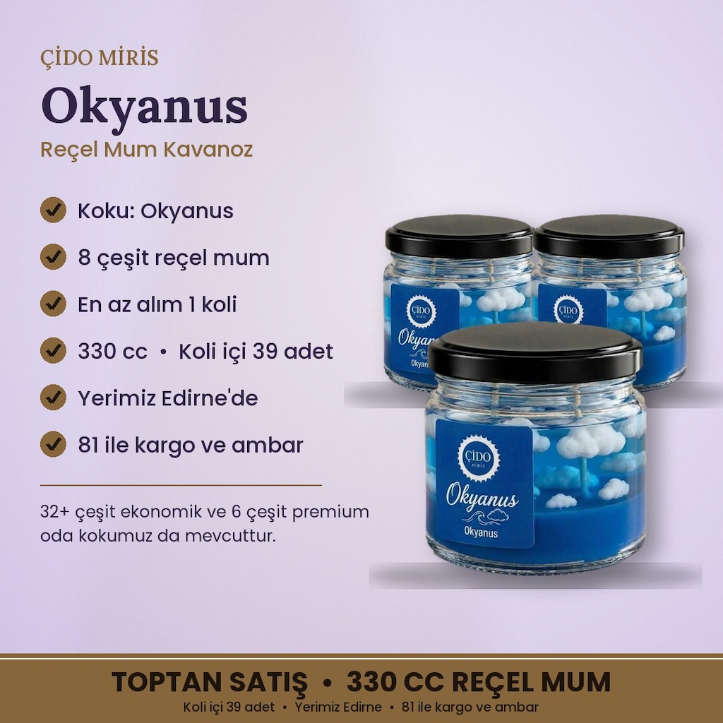 ÇİDO MİRİS OKYANUS REÇEL MUM 330CC - TOPTAN - 2