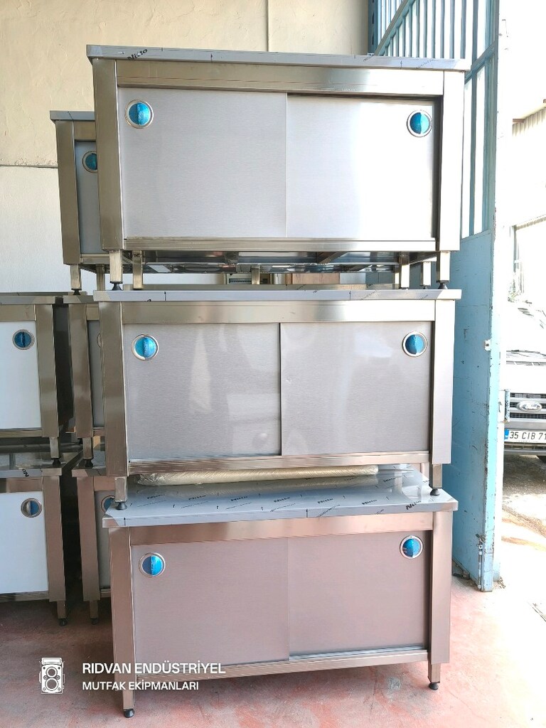 krom tezgah 140 cm krom çalışma tezgahı hazır mutfak dolaplı tezgah - 5