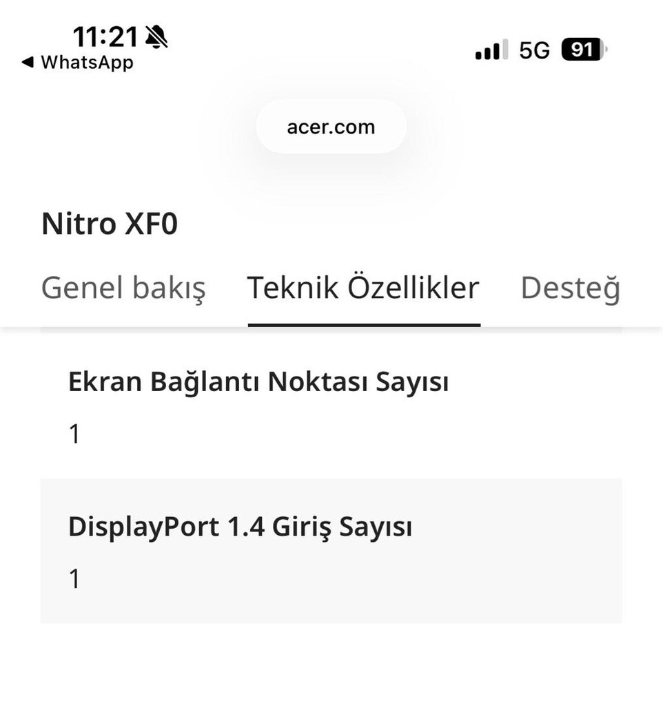 ACER Nitro XF270X1 Oyuncu Monitörü - 12