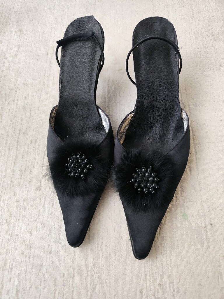 MİNİK TOPUKLU TERLİK SANDALET AYAKKABI saten vintage 37