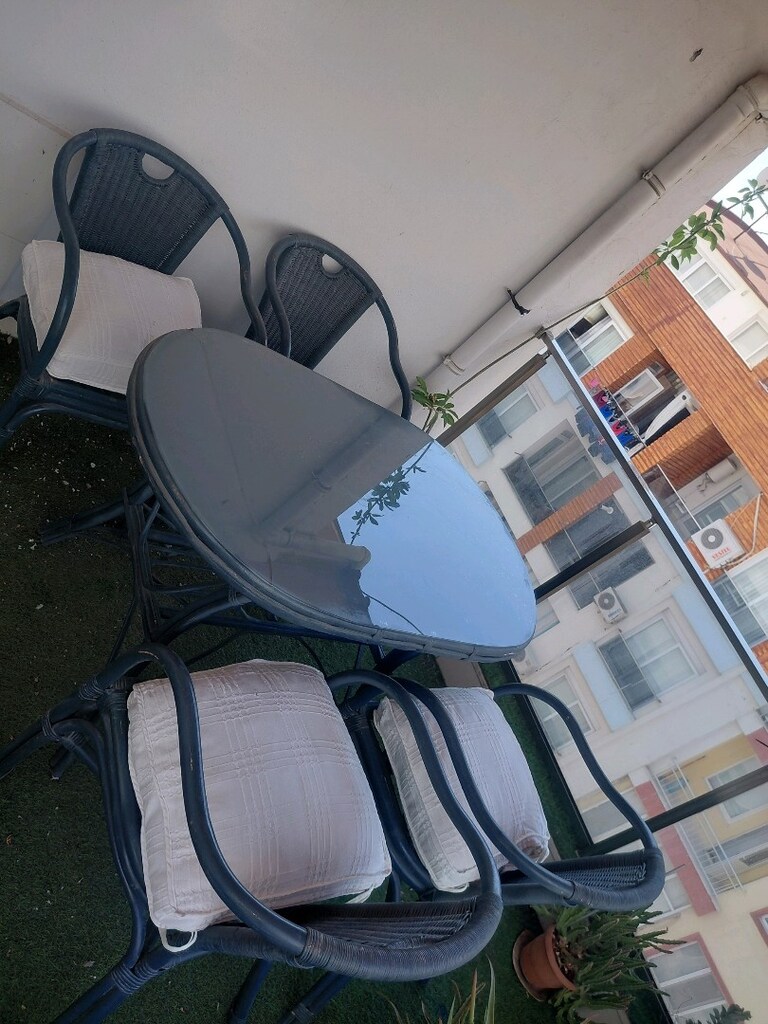 Balkon Masası, Bambu, 4 kişilik, Çiçeklerle birlikte Verilecek - 2