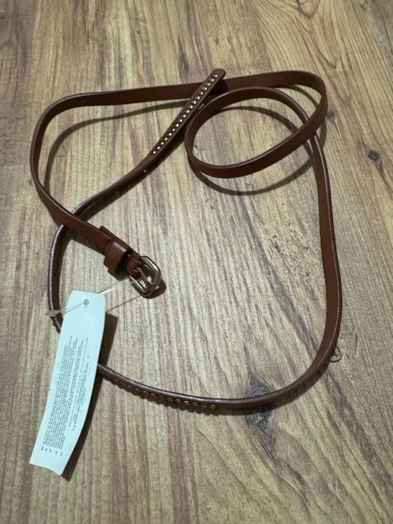 İnce Kadın Kemeri – Kahverengi, Zımba Detaylı (Etiketli) 120 cm - 4