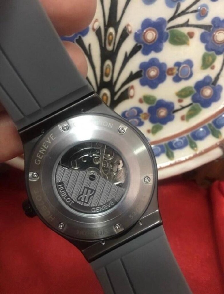 Hublot Geneve otomatik Siyah Gri Skeletonlu erkek kol Saati.. - 10