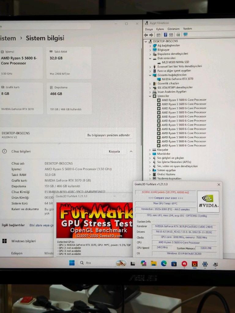 RTX 3070 RYZEN 5 5600 16GB RGB RAM 512GB M2SSD 600W AKVARYUM KASA - 7
