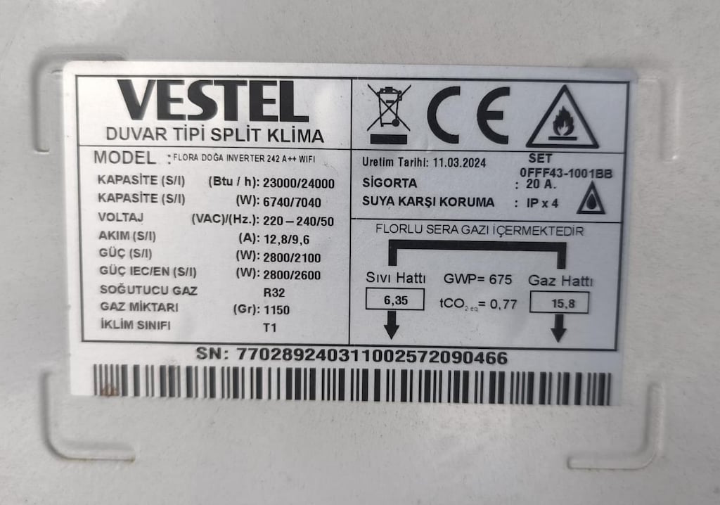 Vestel Flora Doğa 24000 BTU WiFi Inverter Duvar Tipi Split Klima - 7