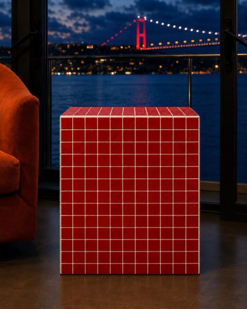 45×45 cm Özel Tasarım Seramik Mozaik Küp Sehpa - 2