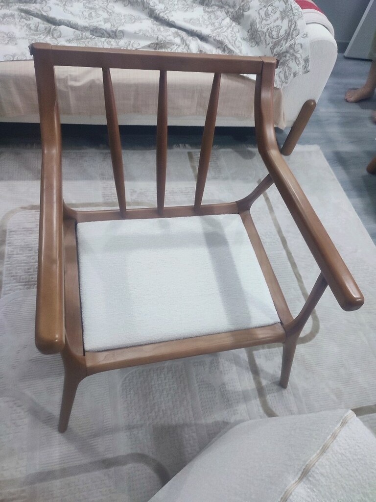 Beyaz Kumaş Ahşap Kollu 2 adet tekli - 4