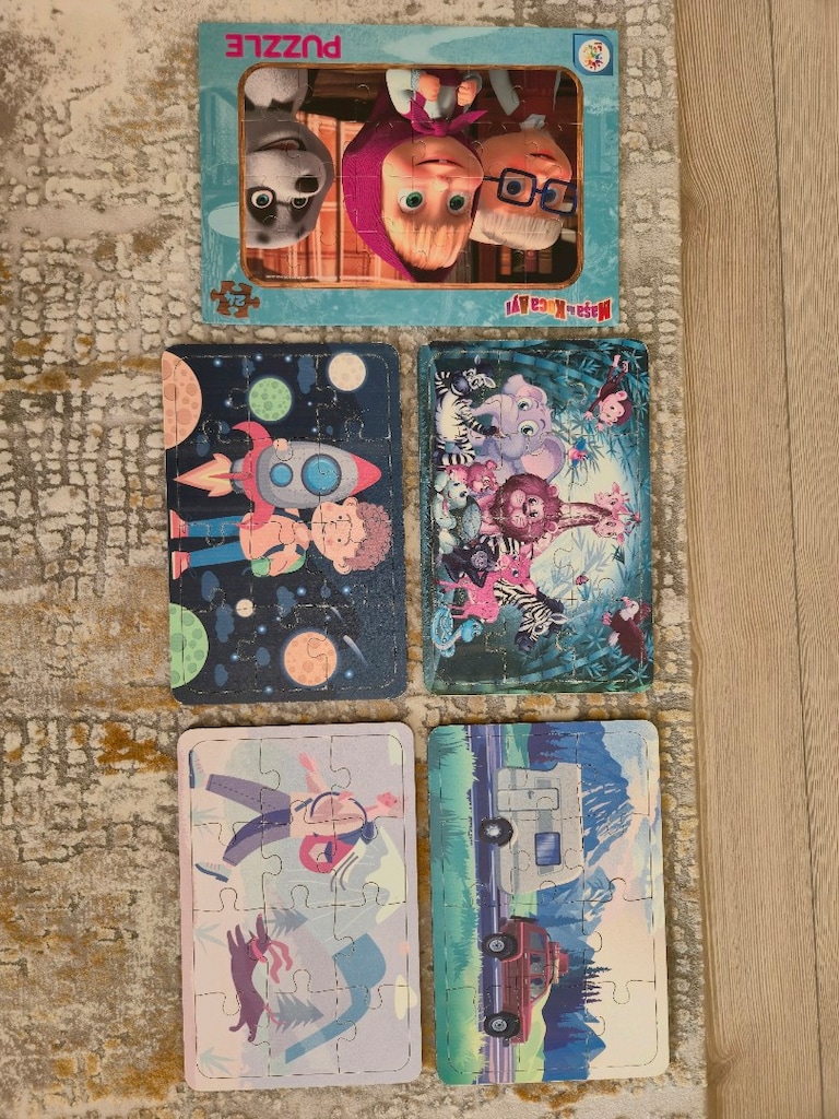 cocuk ahşap puzzle yapboz 5 adet - 4