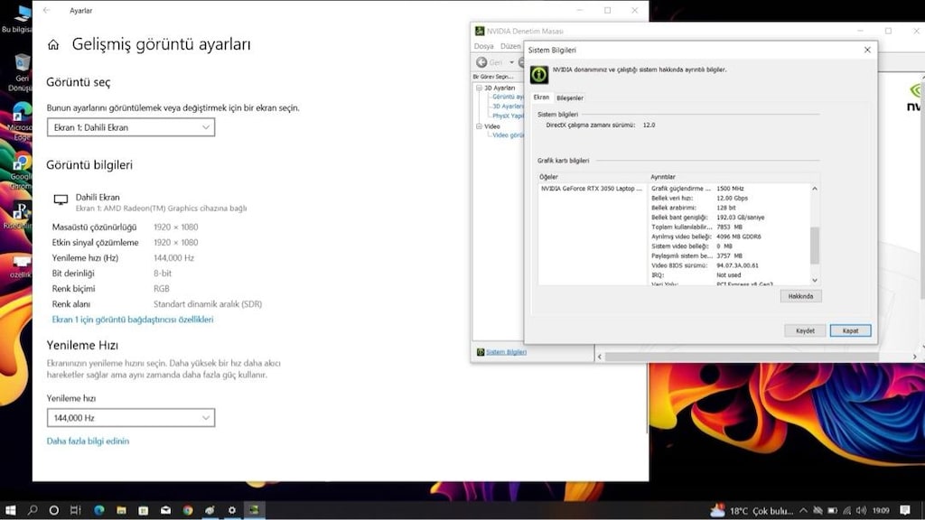 RTX3050 144Hz EKRAN 512GB SSD AMD RYZEN İŞLEMCİLİ GAMİNG LAPTOP - 9