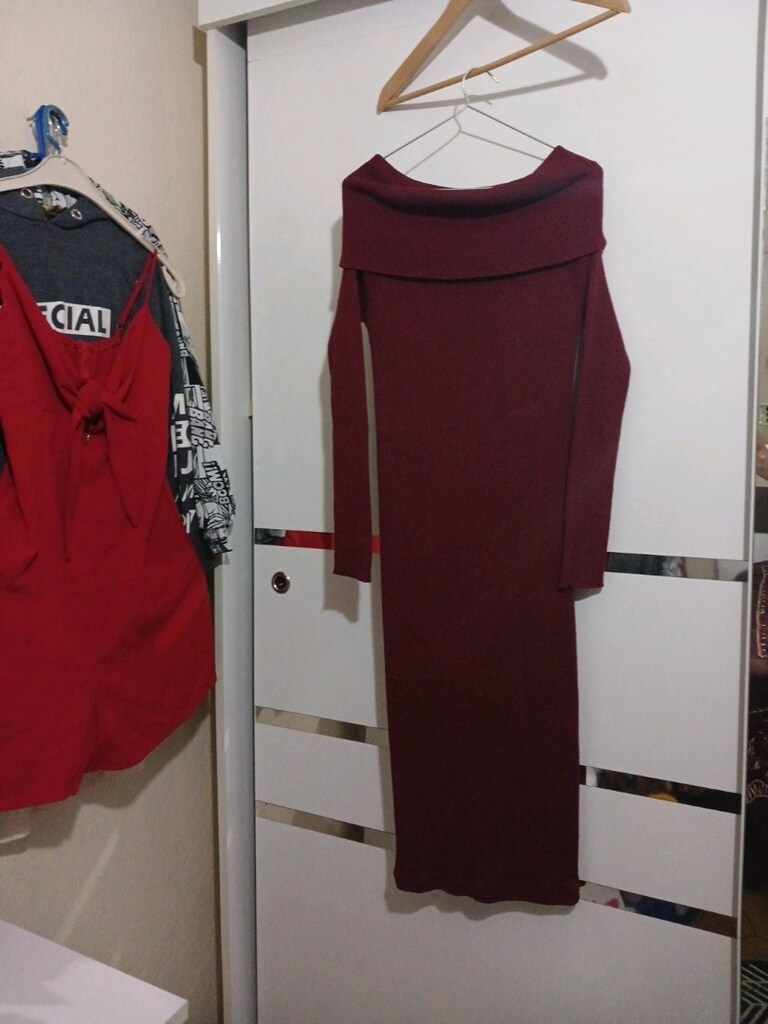 Trendyol Milla bordo uzun elbise