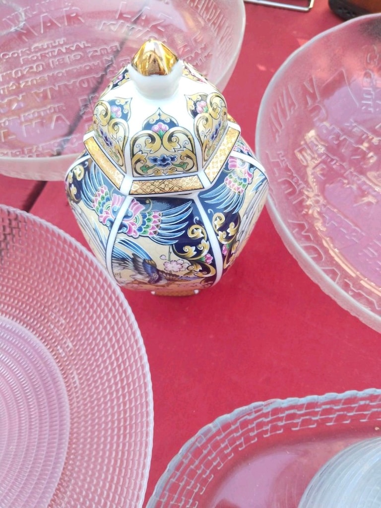 SEIZAN JAPAN Vintage Japon Porselen Kapaklı Urne – Kuş ve Çiçek Motifl - 2