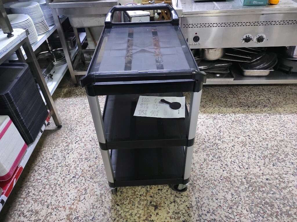 Servis arabası plastik 3 katlı - tabak tepsi taşıma arabası - 2