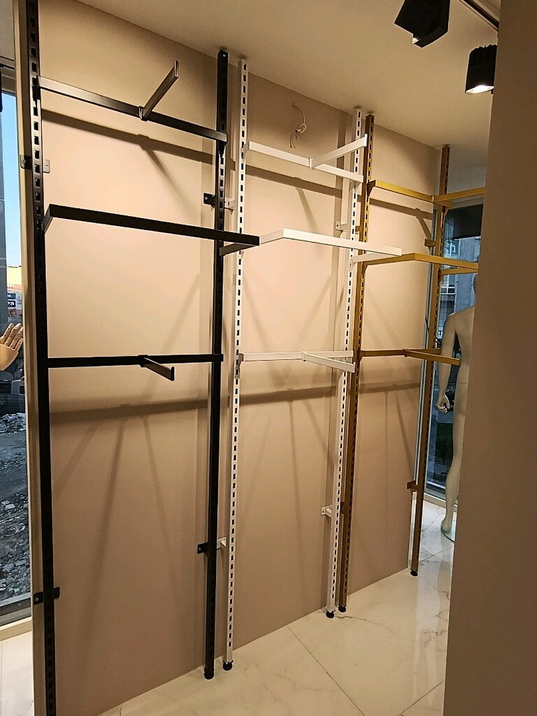 Butik Rafları,Metal Raf, Giyim Rafı,Metal Askılık Raf,Askısı,Gold Raf - 17